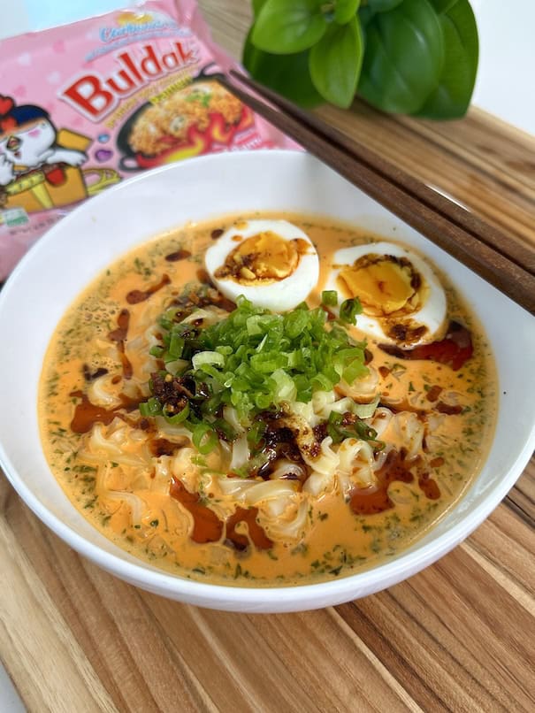 Creamy ramen noodle in a bowl