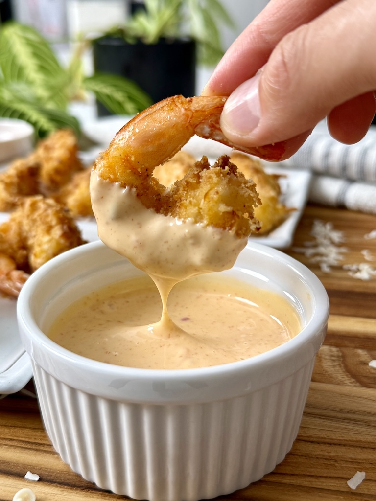 Air Fryer Coconut Shrimp dipping