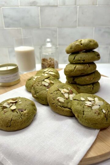 Matcha mochi stuffed cookies