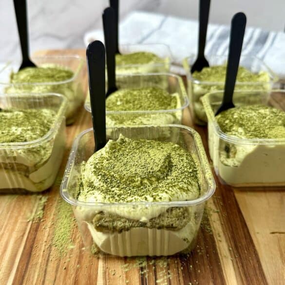 Matcha Tiramisu in dessert cups