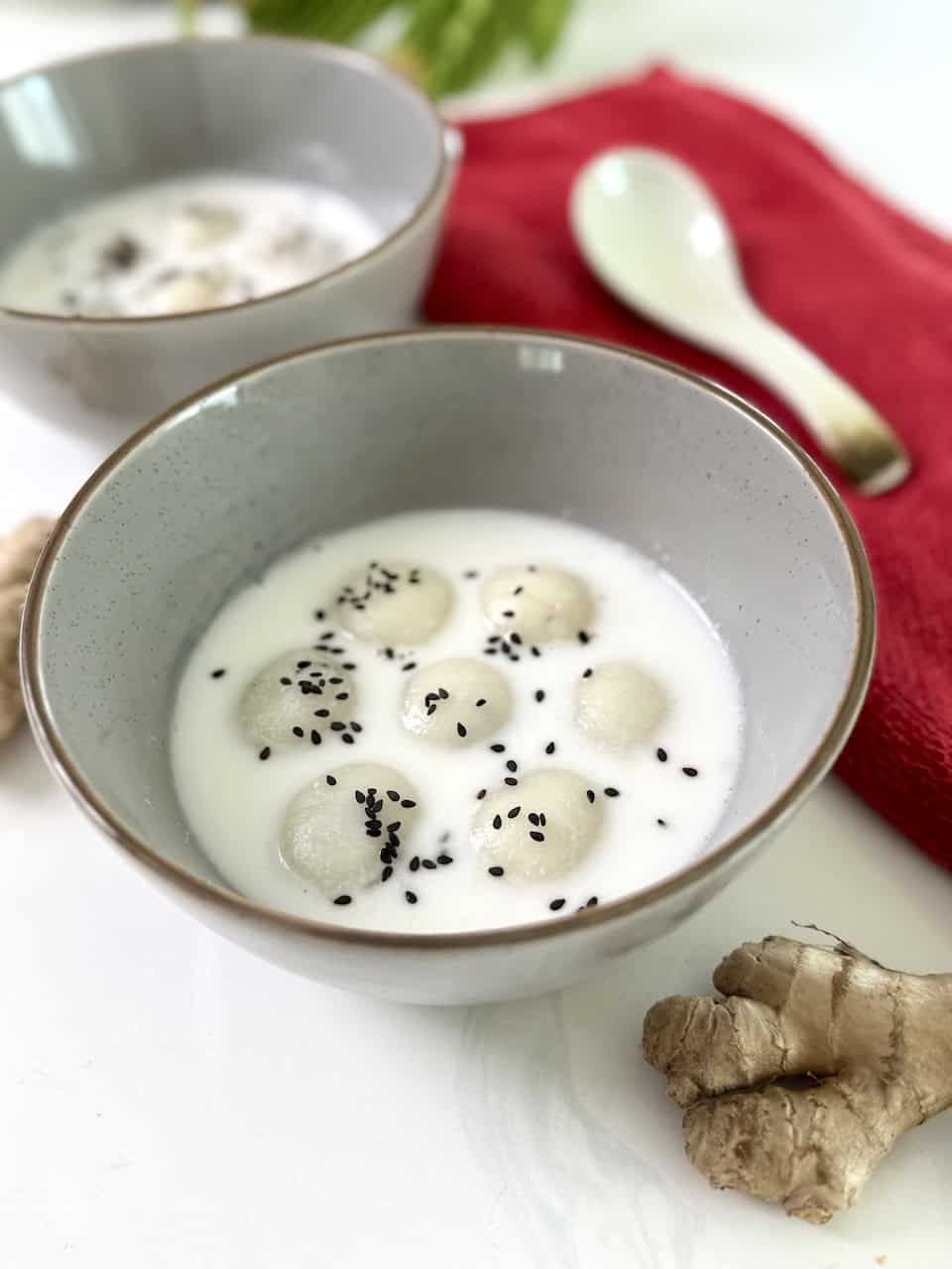 Black Sesame Glutinous Rice Balls in Coconut Ginger Soup - 1