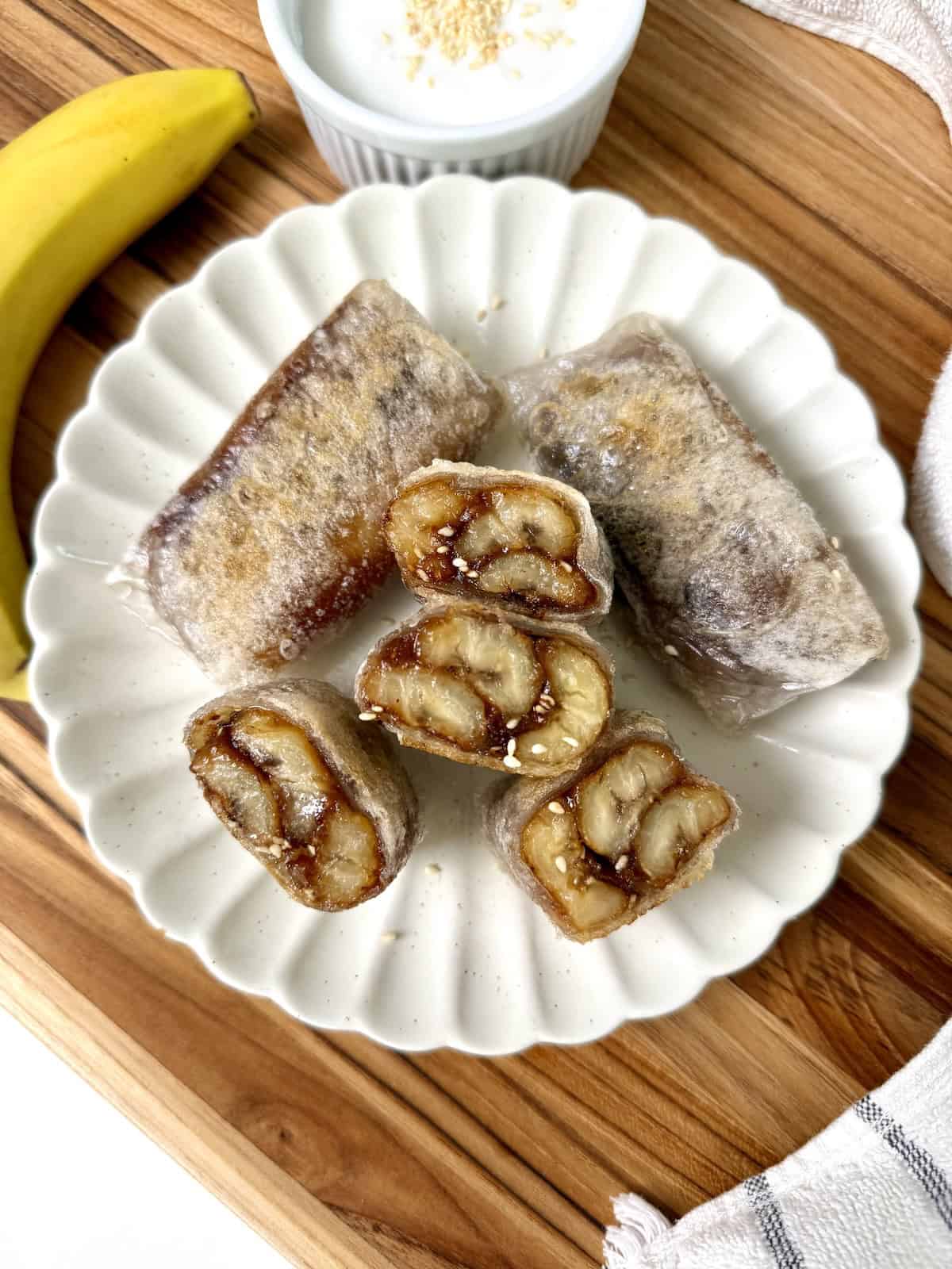 Caramelized Banana in Crispy Rice Paper Rolls Main