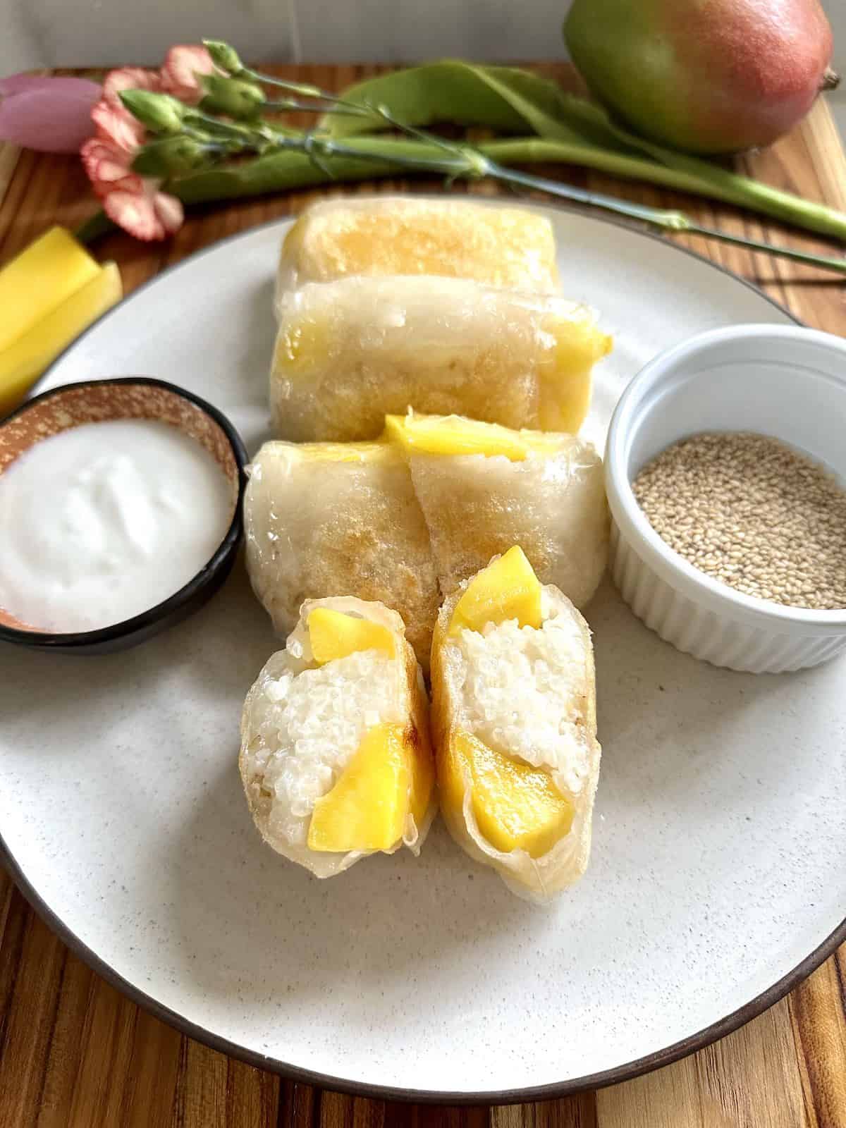 Mango Sticky Rice in Crispy Rice Paper