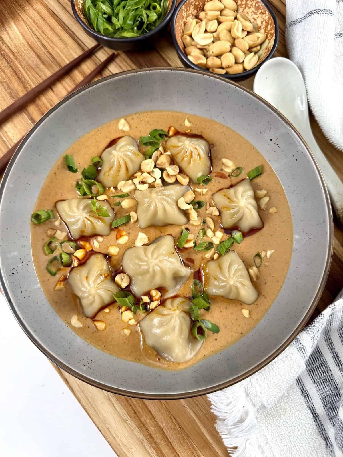 Soup Dumplings with Spicy Peanut Sauce - Main