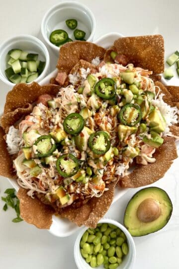 Sushi Nachos on a plate