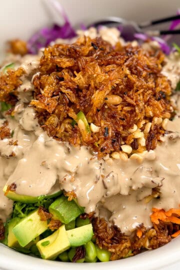 Crispy Rice Salad with Creamy Sesame Dressing Featured
