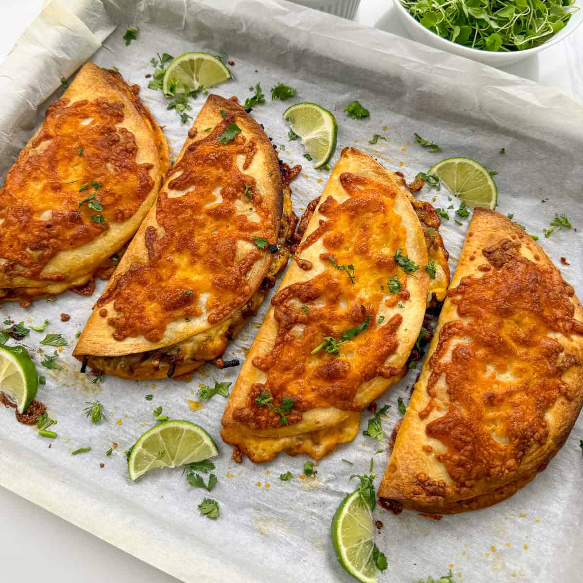 Crispy Gochujang Beef Sheet Pan Tacos Featured