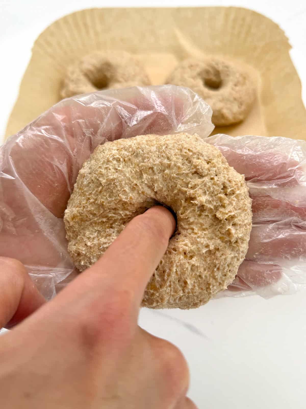 High Protein Bagel with Greek Yogurt Poke a hole