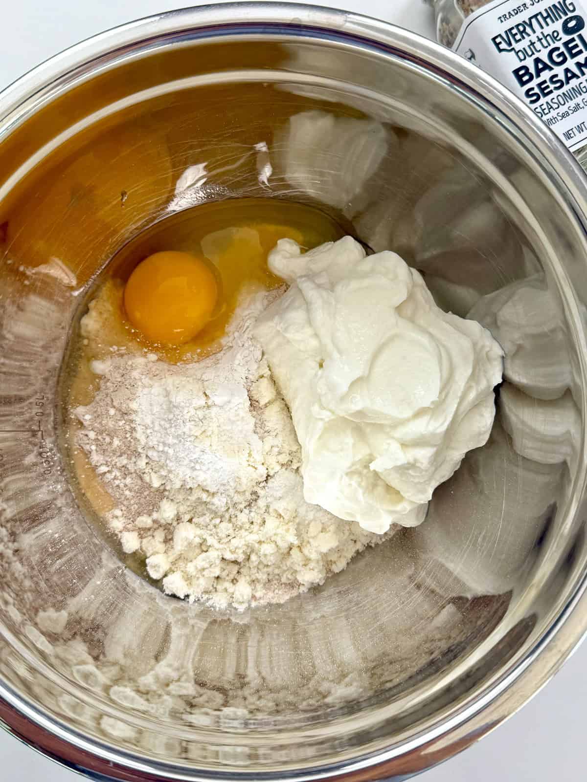 High Protein Bagel with Greek Yogurt Combine Ingredients