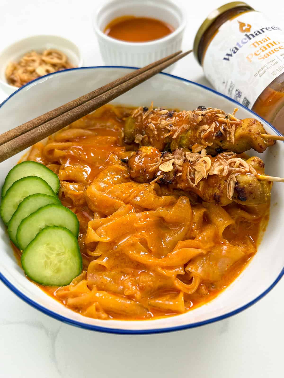 Thai Peanut Sauce Rice Paper Noodles with Chicken Satay Main