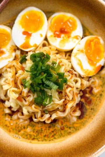 Buldak Peanut Butter Ramen in a bowl featured view