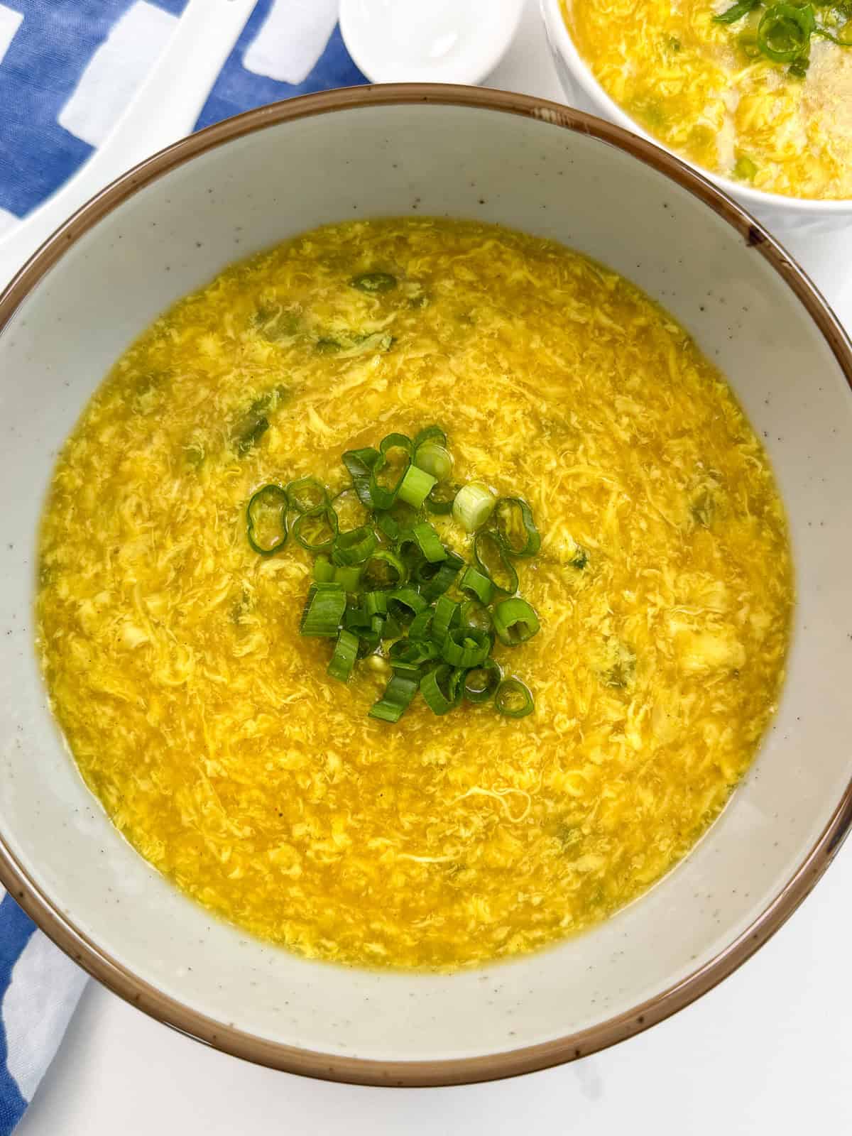Easy Egg Drop Soup big bowl top view