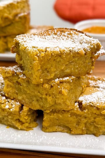 Pumpkin Butter Mochi on a plate stacked featured view