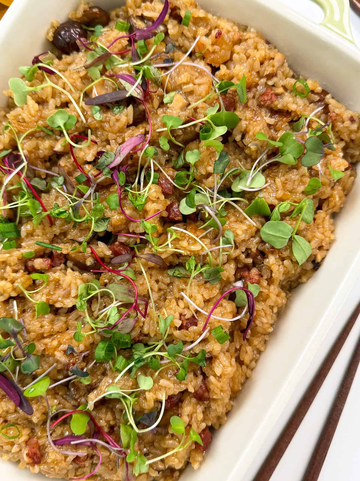 Chinese Sticky Rice in a large dish zoomed view