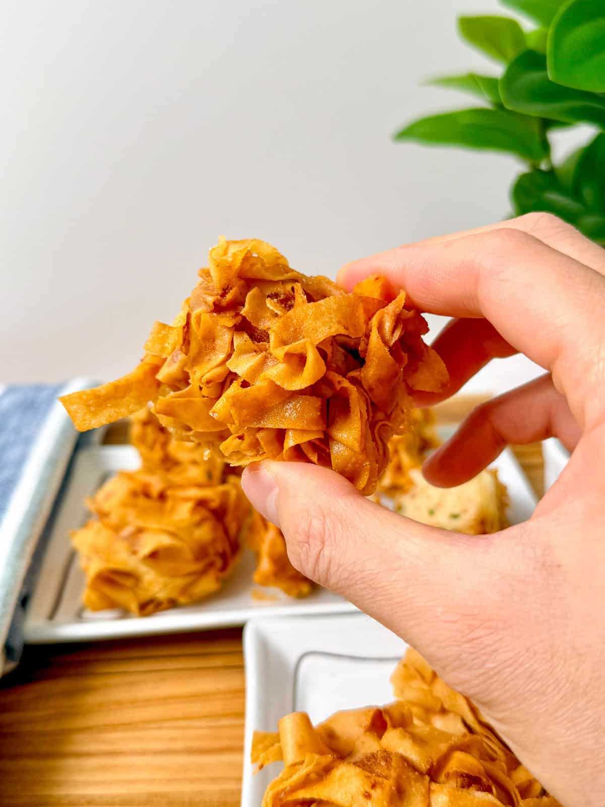 Fried shrimp balls in my hand