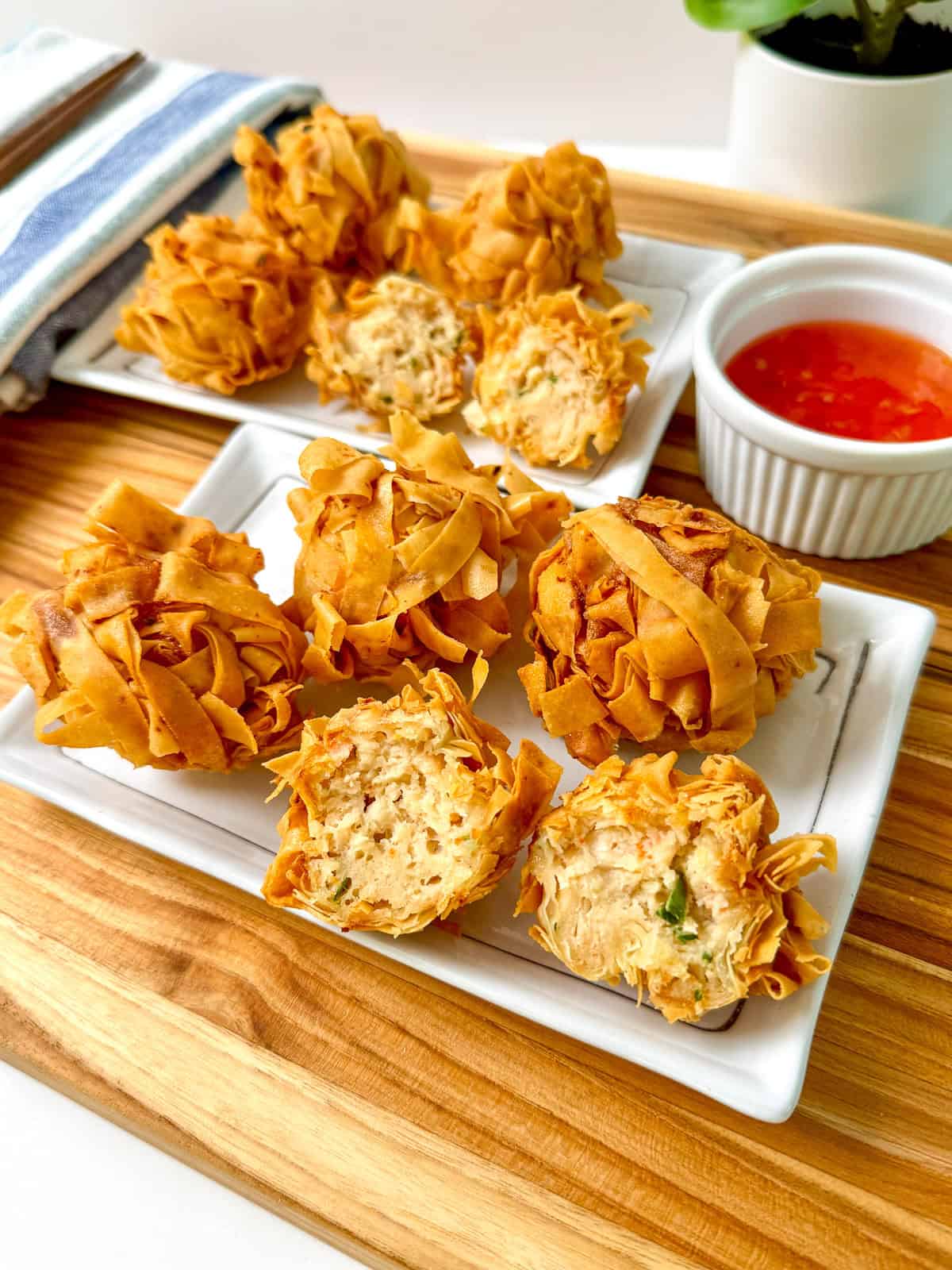 Fried shrimp balls on a plate main view